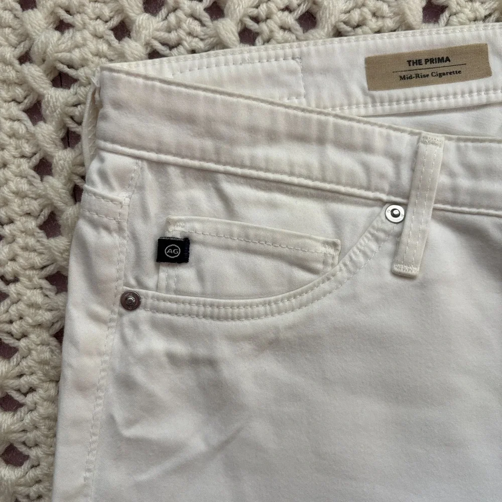 Adriano Goldschmied Prima Cigarette Cotton Pants Women SZ 30 white Made in USA